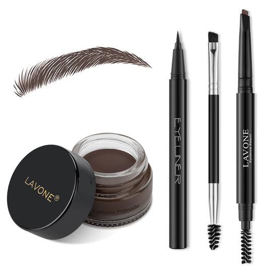 LAVONE front packaging showing complete brow and eyeliner kit benefit travel readiness