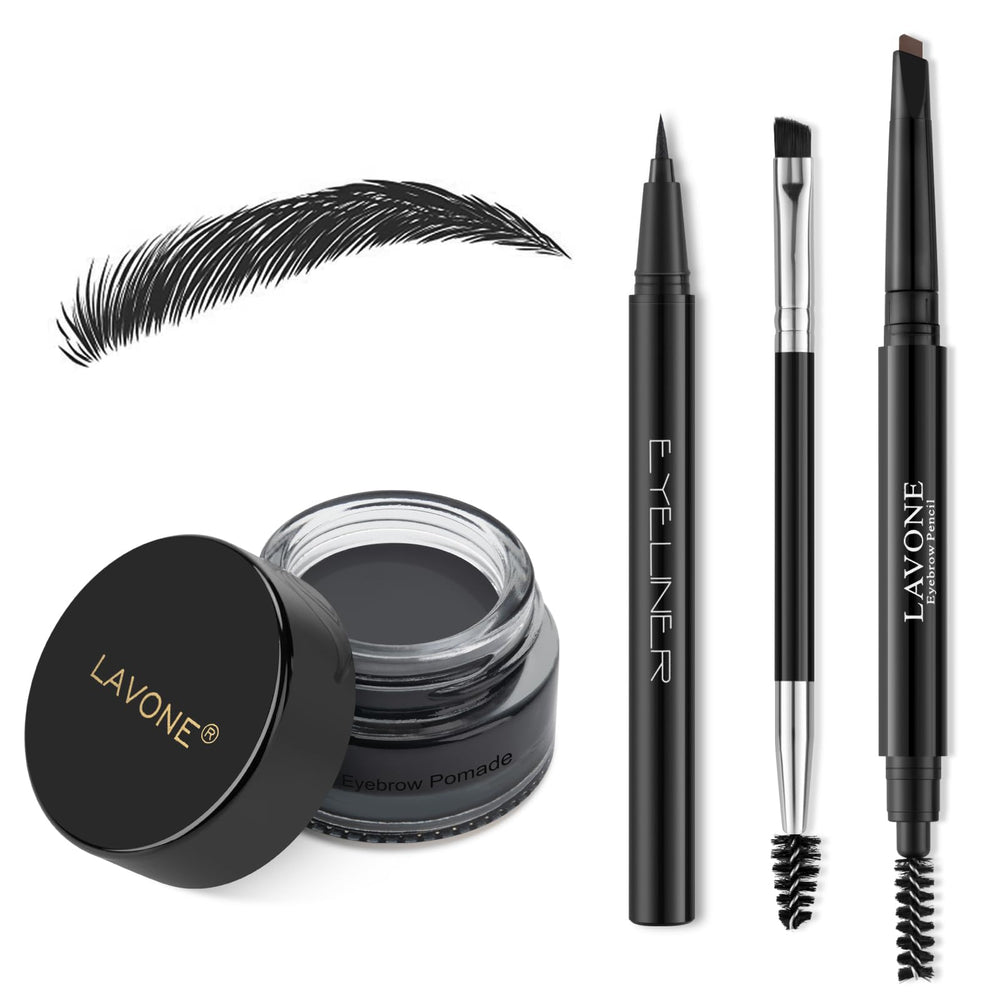 LAVONE front packaging kit showing complete brow and eyeliner set benefits