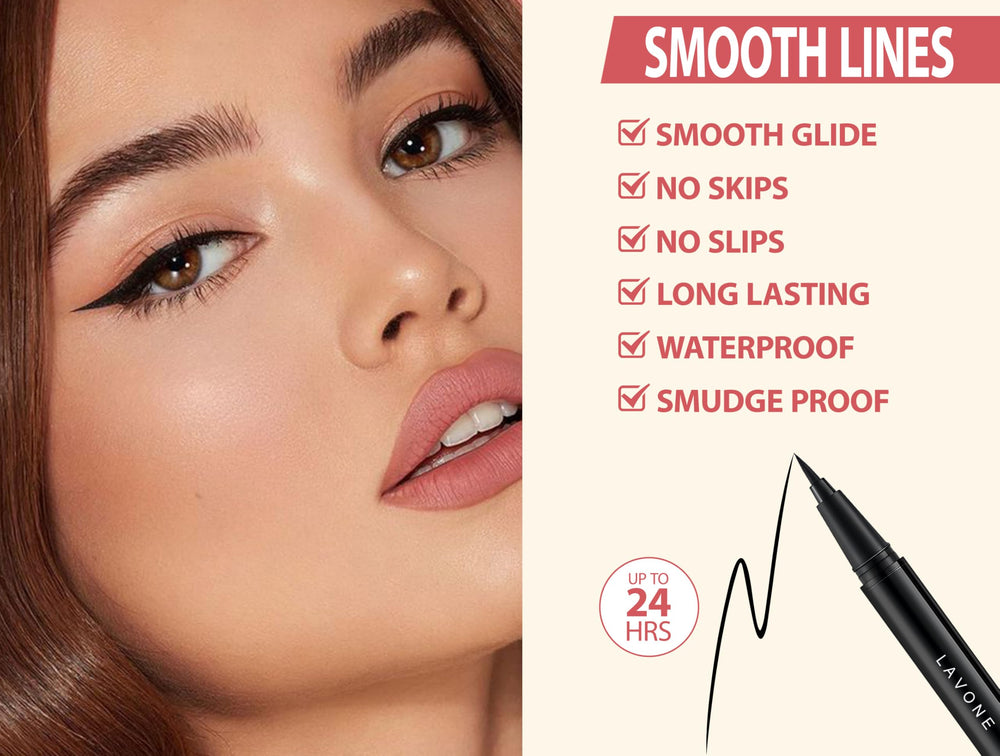 LAVONE liquid eyeliner tip delivering smooth precise lines advantage