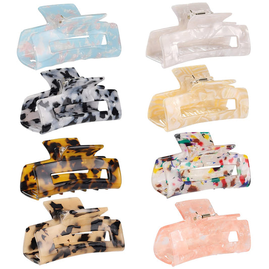LAXIZAR front view of 8-pack clips showing mixed colors and stylish tortoise finish, easy styling