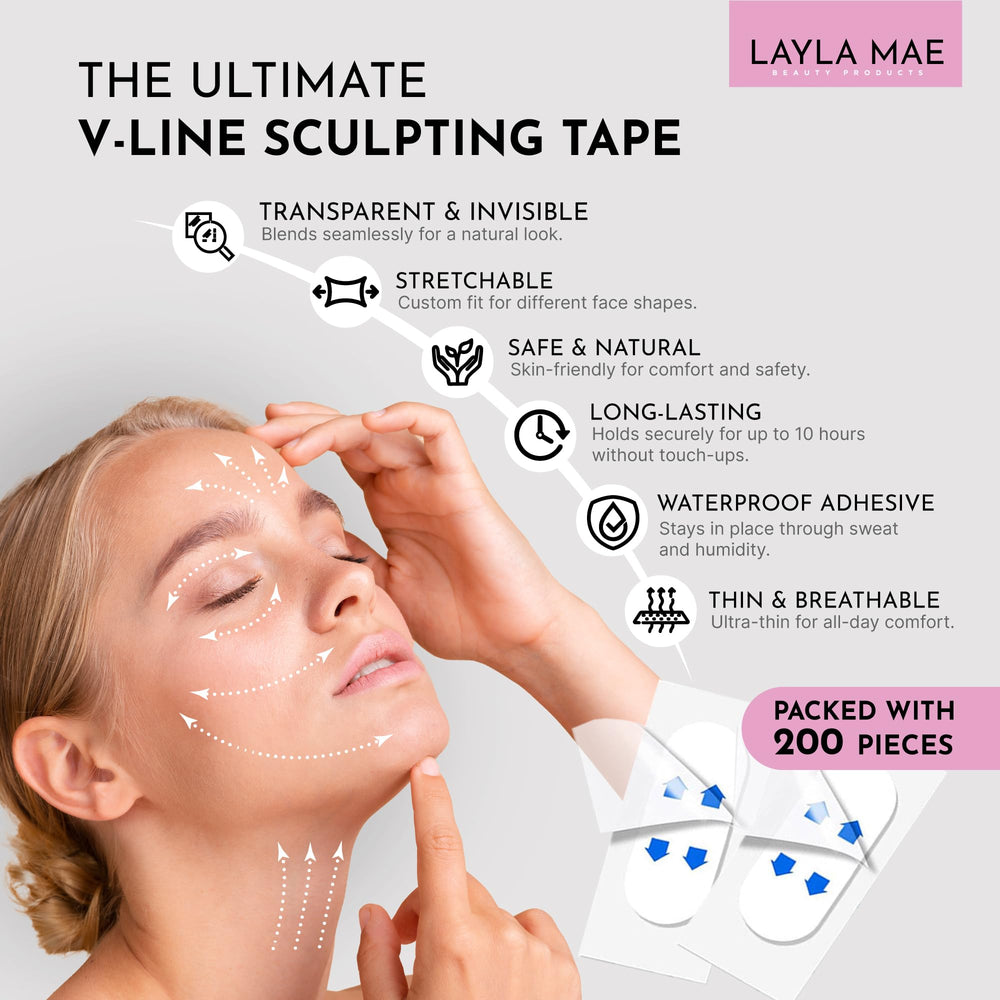 Layla Mae application on jawline demonstrating immediate lift for a defined contour