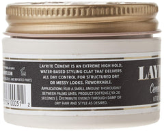 Layrite Deluxe Cement applied in hair demonstrating strong hold and natural finish