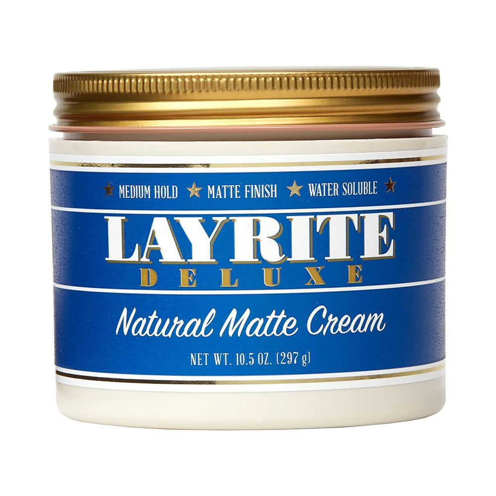 Layrite jar front view showing label and clean matte styling benefit