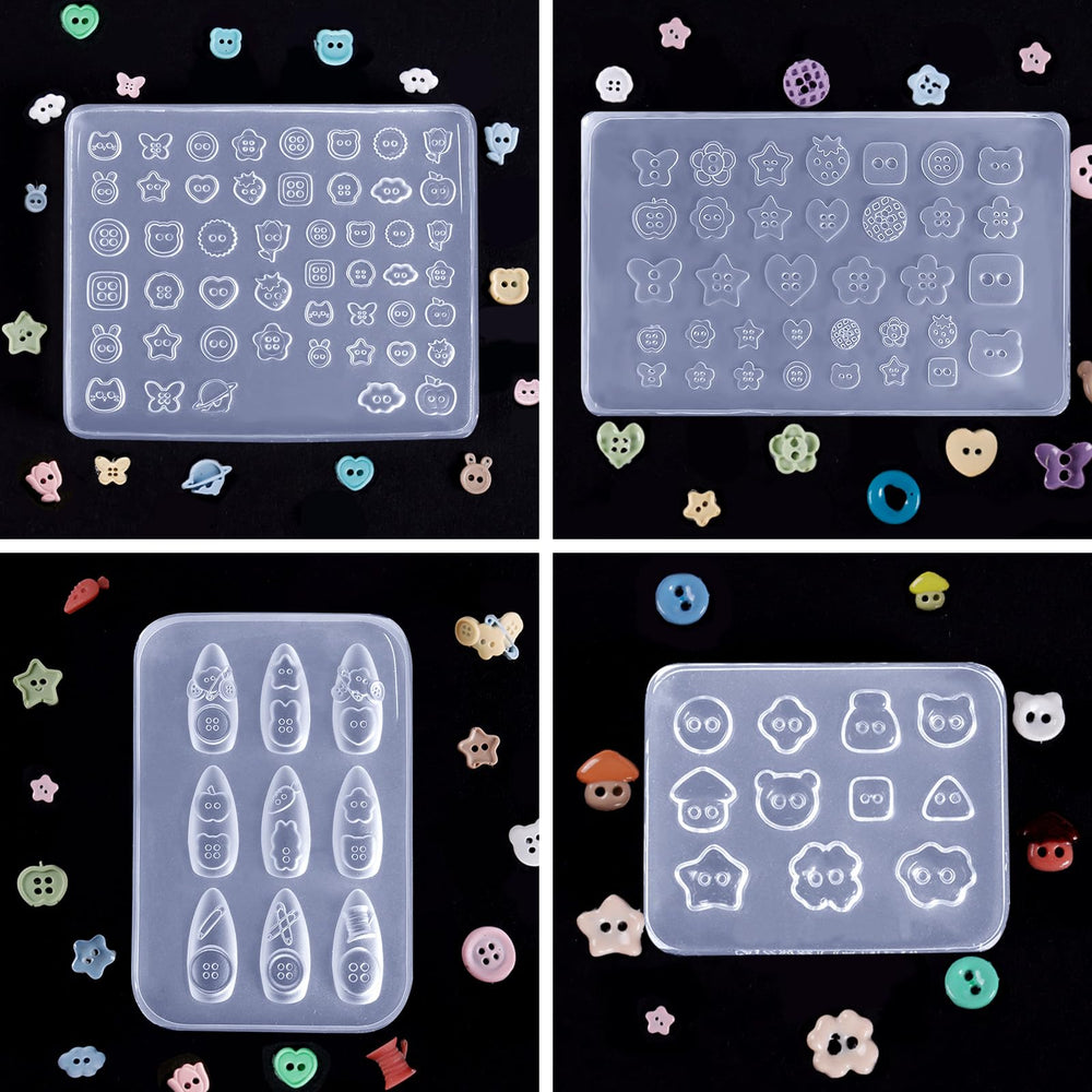 Laza small 3D button charms applied on nails adding textured vintage accents