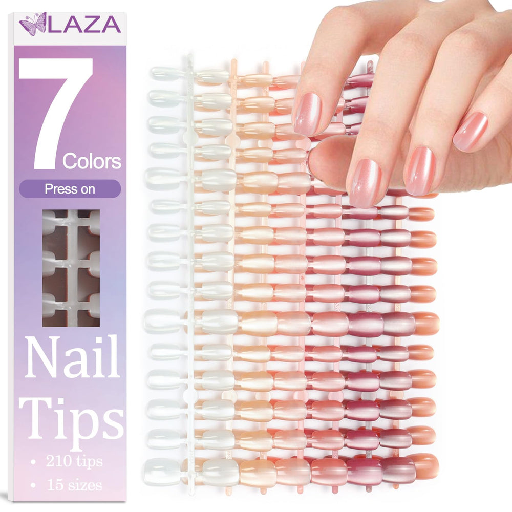 Laza front packaging showing full 210-piece cat eye nail set benefit instant variety