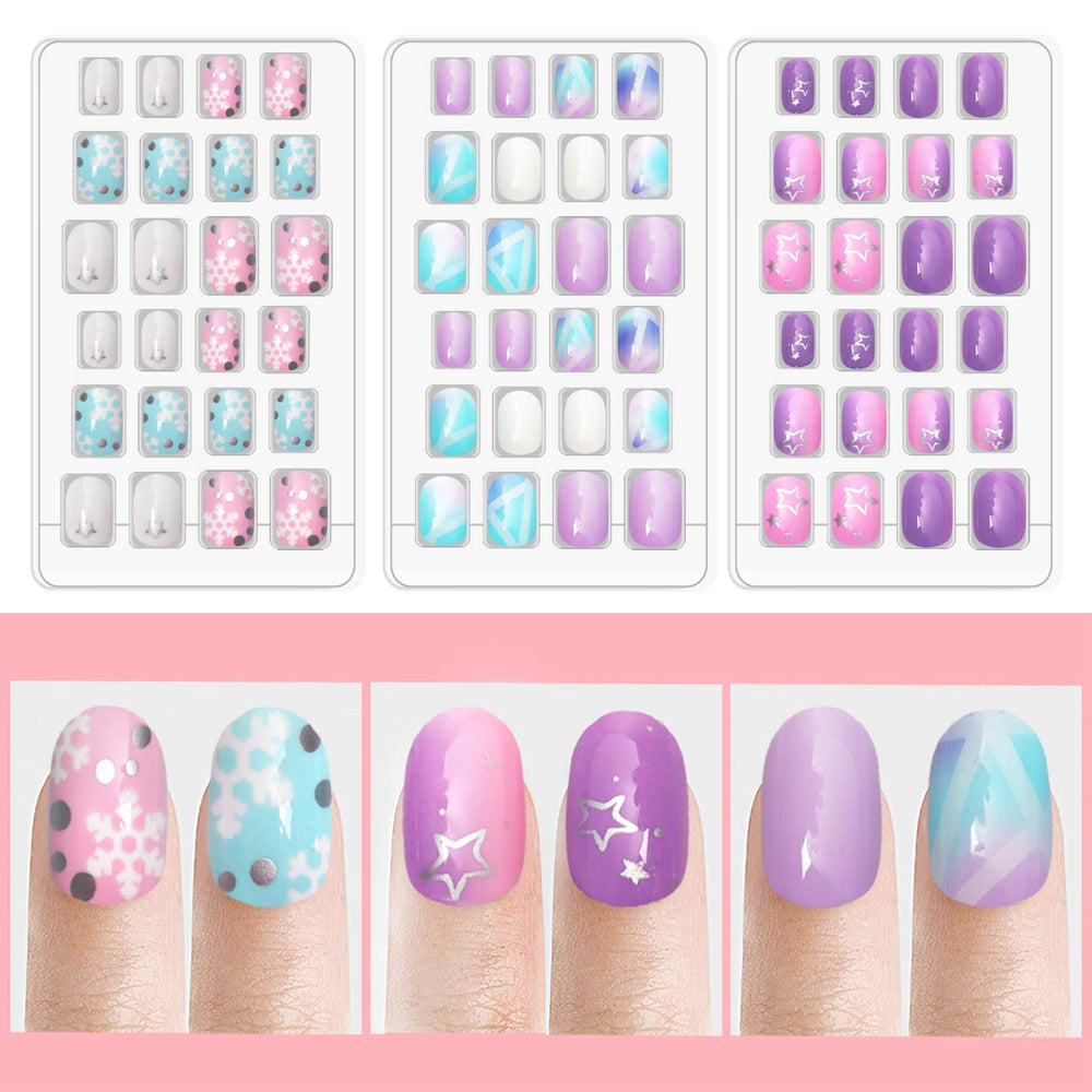 Laza rainbow gradient set of short full-cover tips, colorful options for kids