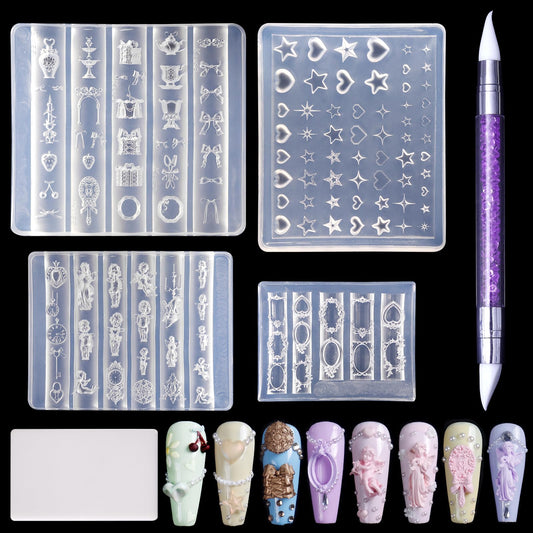Laza front packaging showing four silicone molds and carving pen for versatile designs