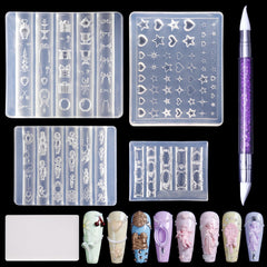 Laza front packaging showing four silicone molds and carving pen for versatile designs