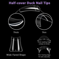 Laza in-use image pressing a duck tip on nail demonstrating quick application