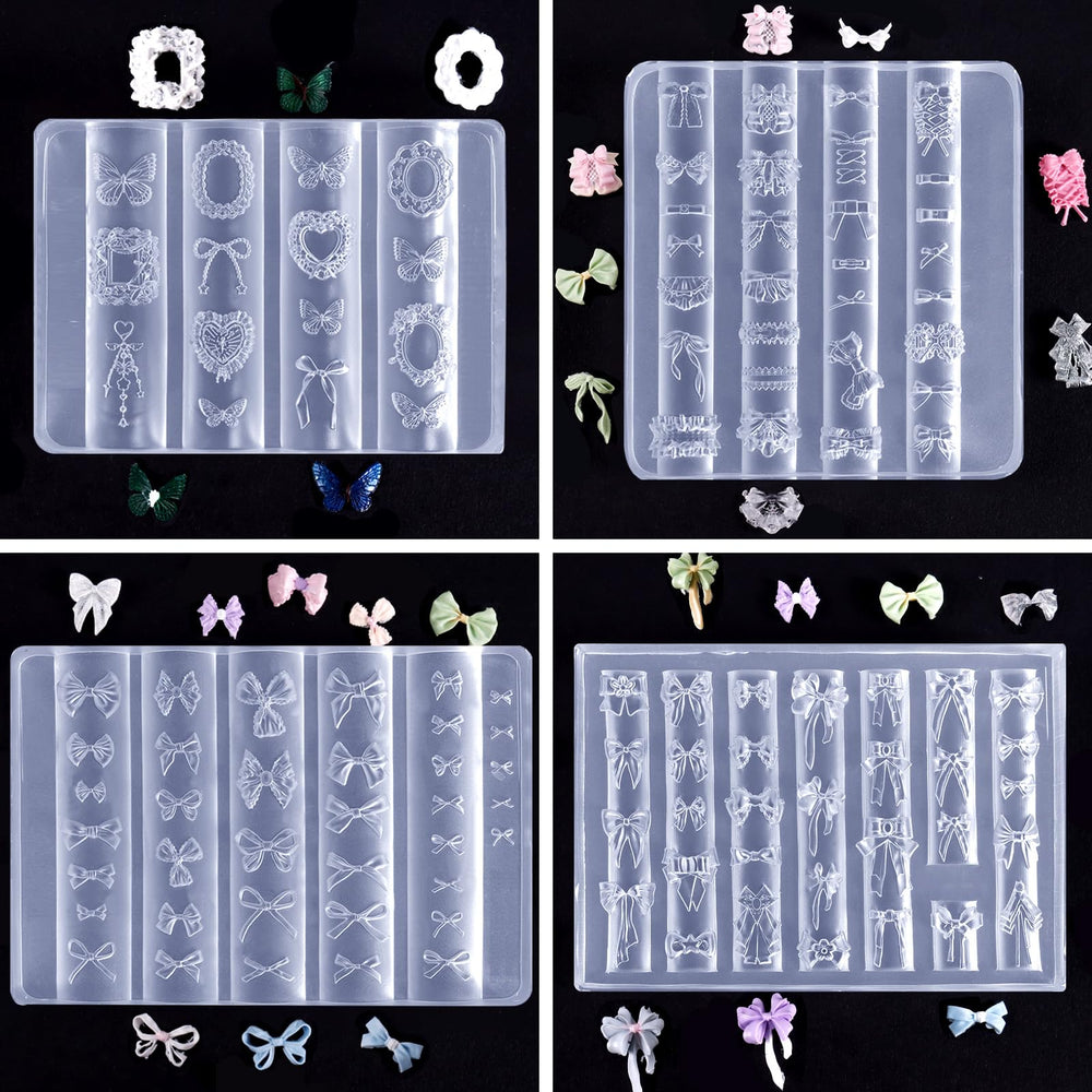 Laza finished 3D bowknot charms on nail tips for salon finish