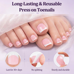 Laza solid white and pink-based French tips arranged to show contrast and elegance