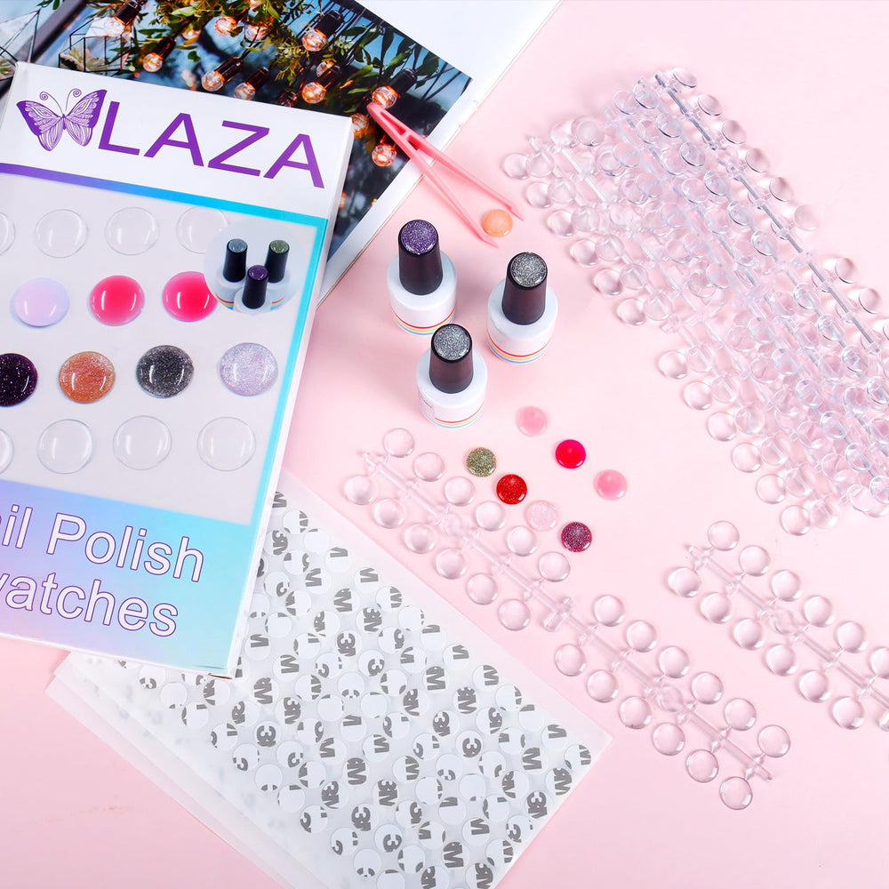 Laza swatch board display in salon demonstrating professional presentation