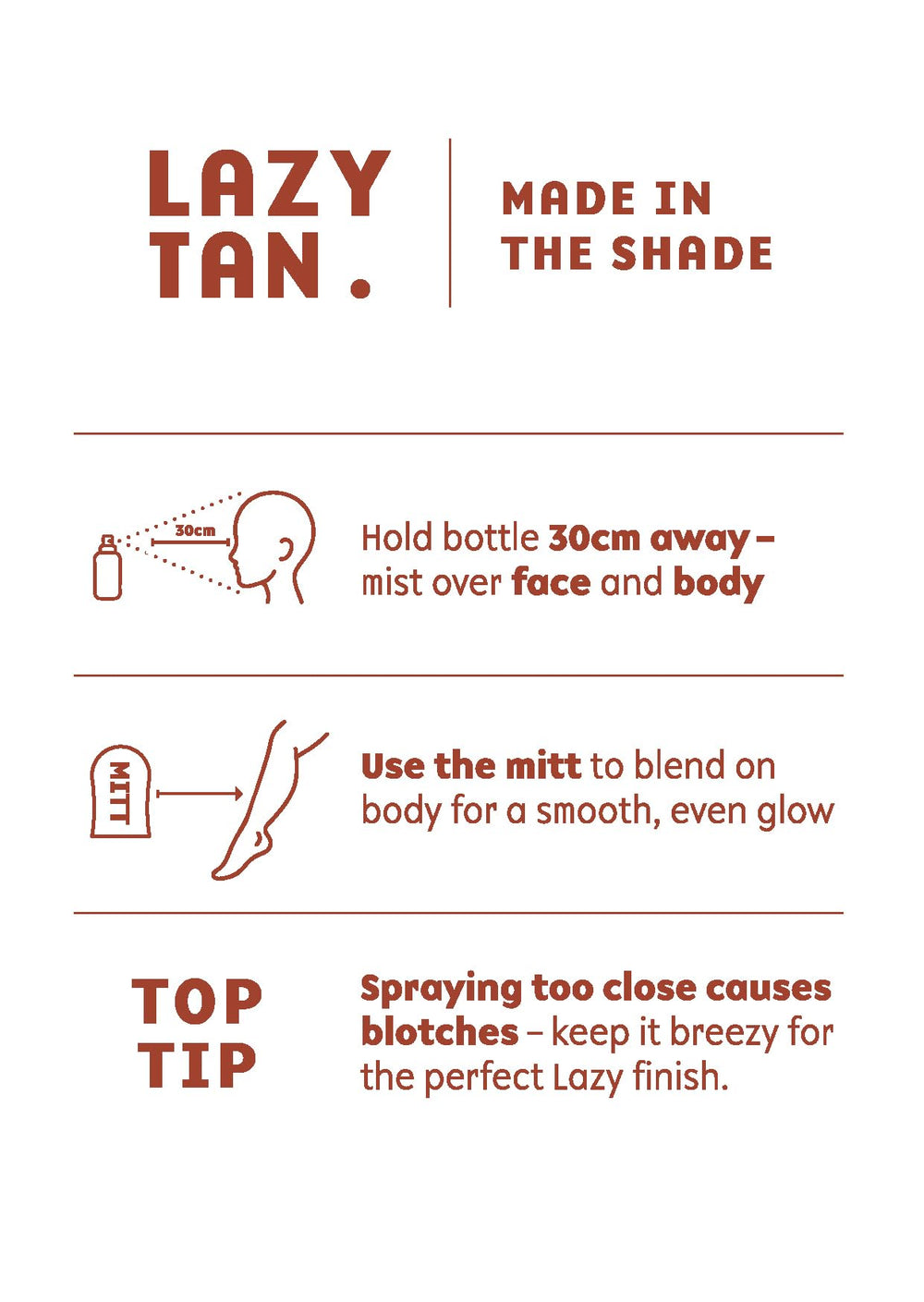 Lazy Tan mist spraying mid-air demonstrating fine even coverage for streak-free results