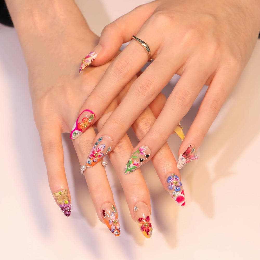 LBPEPAMZ close-up of 3D floral and butterfly details offering textured style