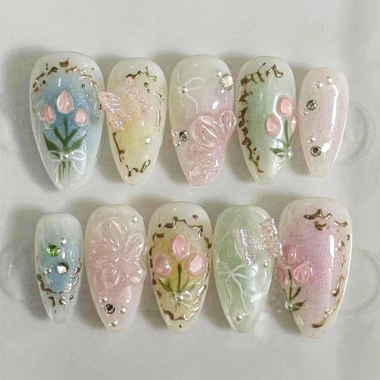 LBPEPAMZ front packaging showing set and colorful glossy nails for easy styling