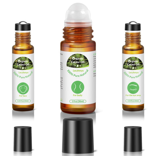 Leczhmyo front packaging showing three amber glass rollers, neat and compact