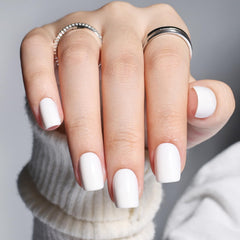 Leefrei lifestyle image of worn nails adding polished style to everyday outfits