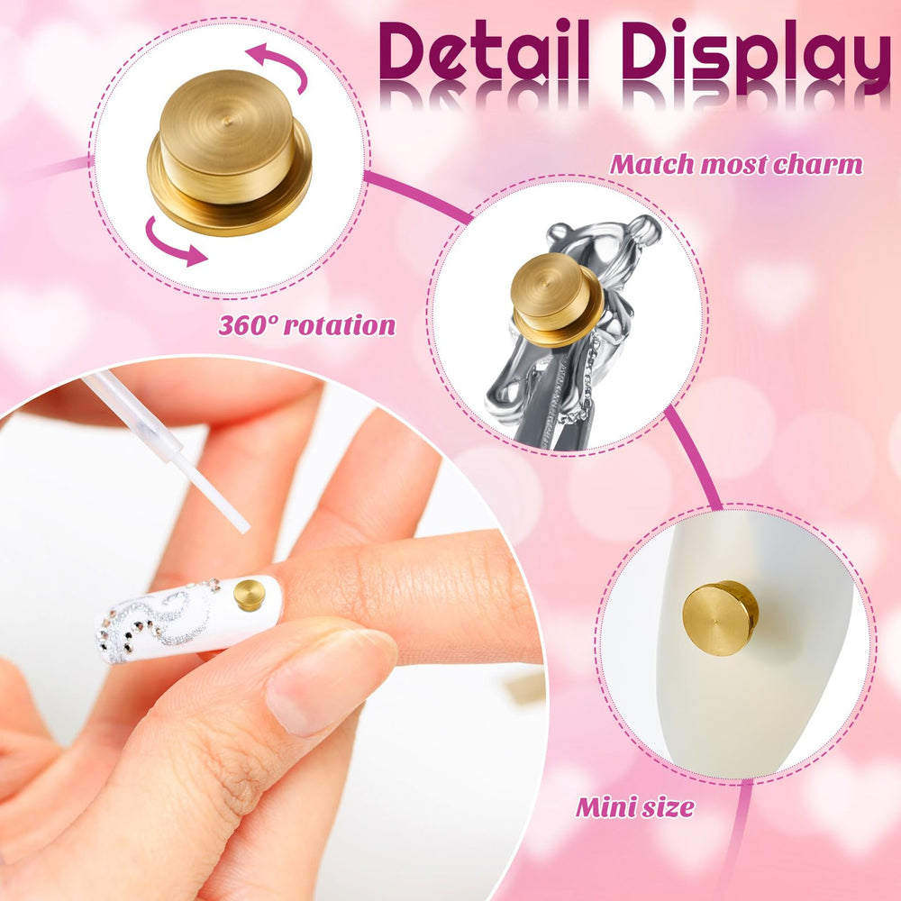 Leelosp mounted charm on acrylic nail, dynamic moving nail art showcased