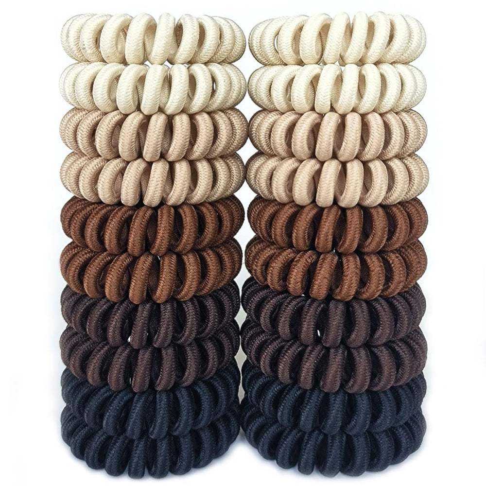 Leenchiry front packaging showing colorful 20-piece coil hair ties and benefits