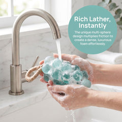 Lekgavd grape soap styled in a bathroom vignette adding fragrance and decor