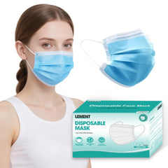 LEMENT front pack of 125 blue masks showing quantity and convenience