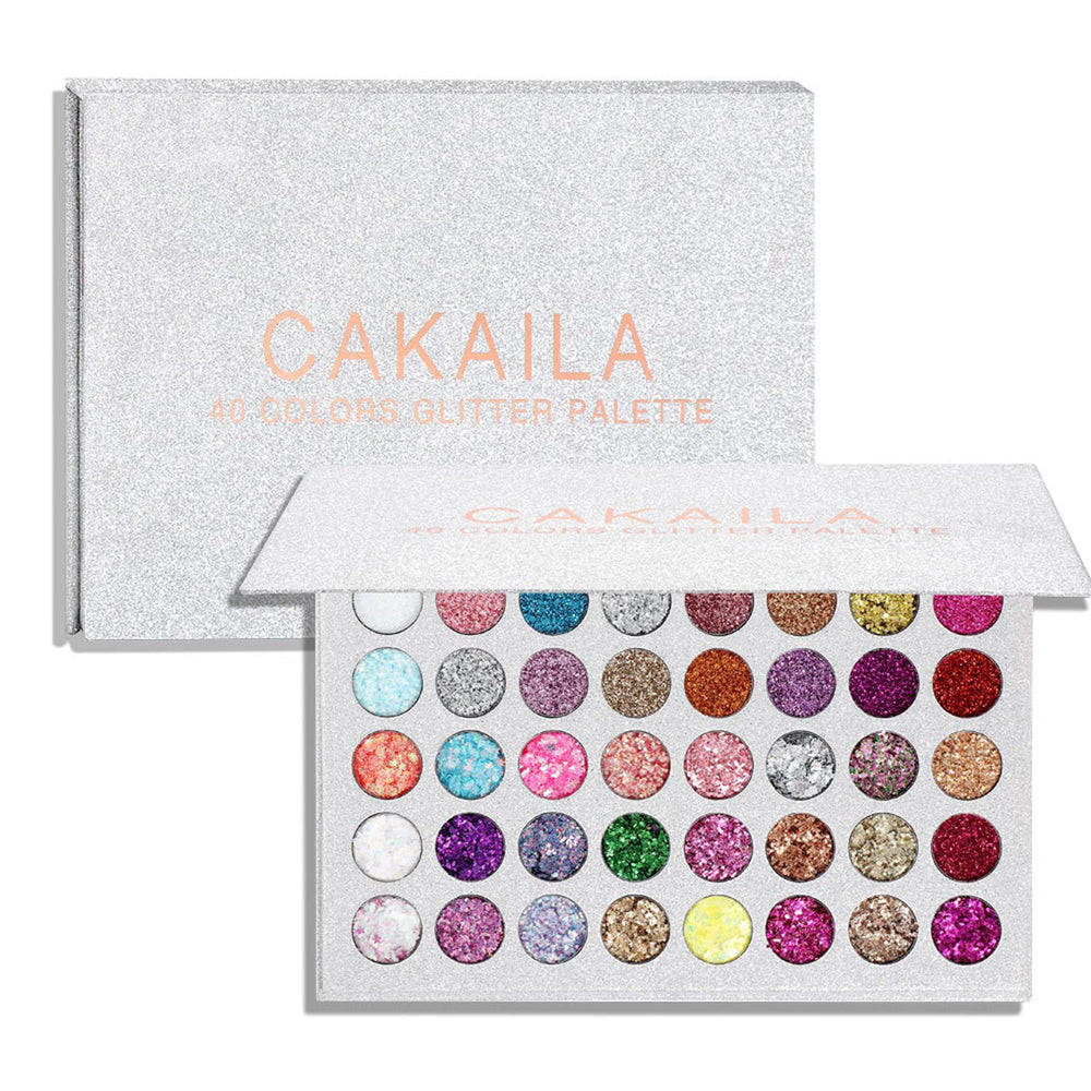 LemonSac palette front open showing 40 vibrant glitter pans and organized layout benefit quick selection