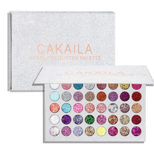 LemonSac palette front open showing 40 vibrant glitter pans and organized layout benefit quick selection