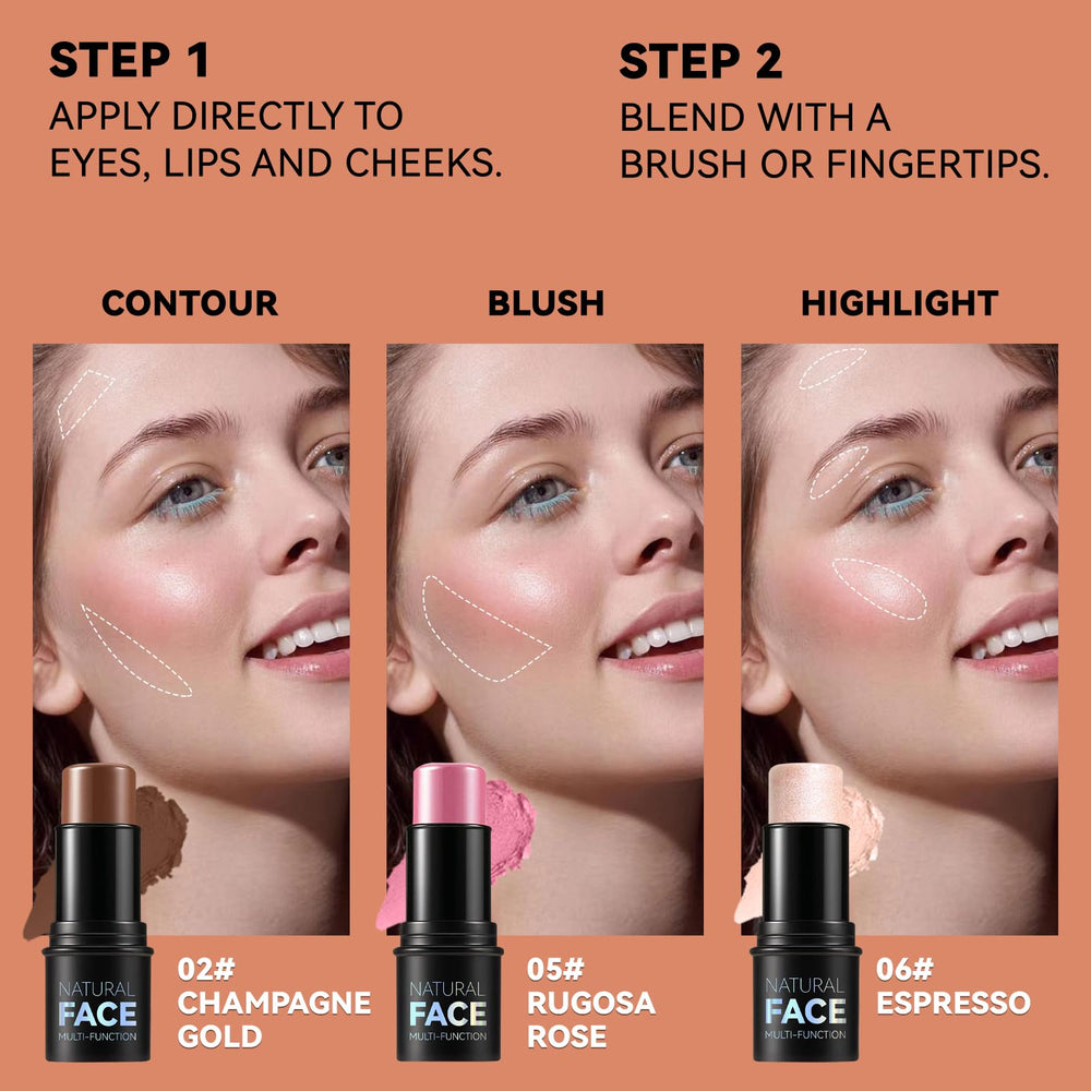 LemonSac stick application on cheek demonstrating quick sculpting