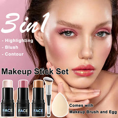 LemonSac three sticks open displaying blush bronzer and highlighter shades