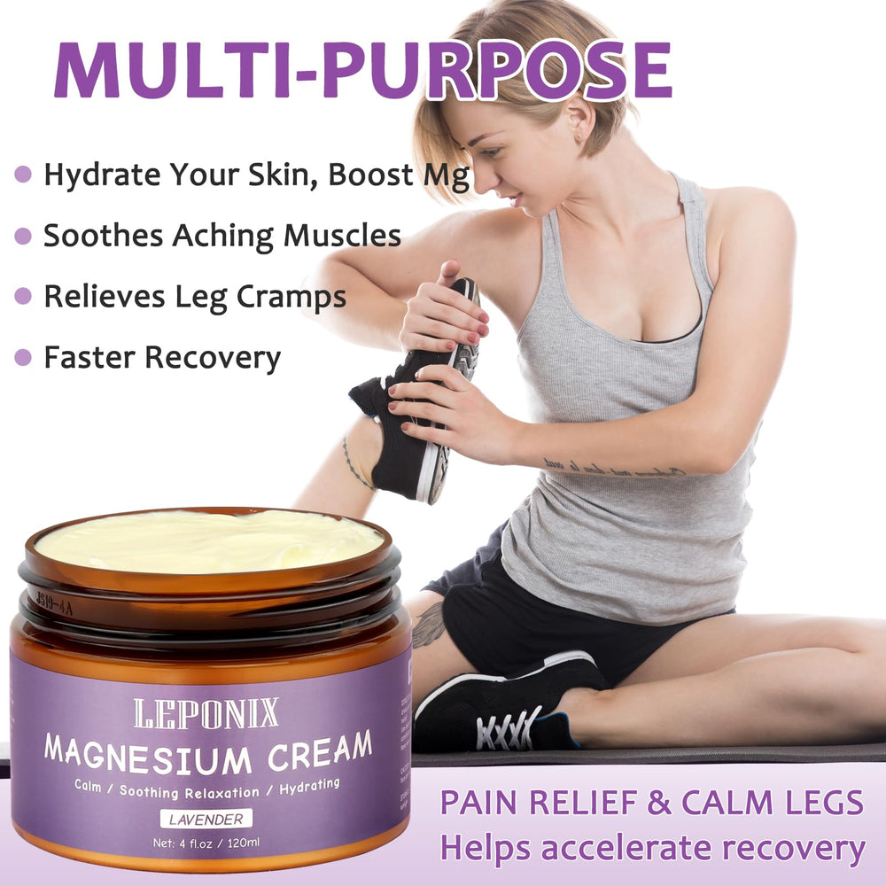 LEPONIX being applied to leg to help muscle relaxation and cramp relief