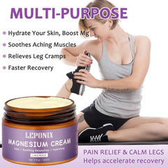 LEPONIX being applied to leg to help muscle relaxation and cramp relief