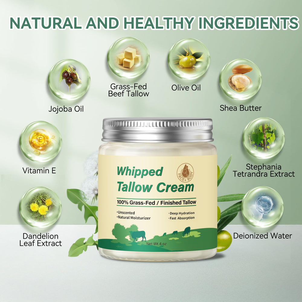Letscarey open jar top view revealing creamy tallow and easy scoop benefit