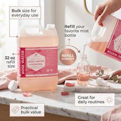 Leven Rose facial mist being sprayed for instant skin hydration and refreshment