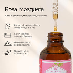 Leven Rose oil drop on fingertip showing smooth texture for easy absorption