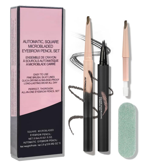 Lezauesy front packaging showing two black eyebrow pens and benefits