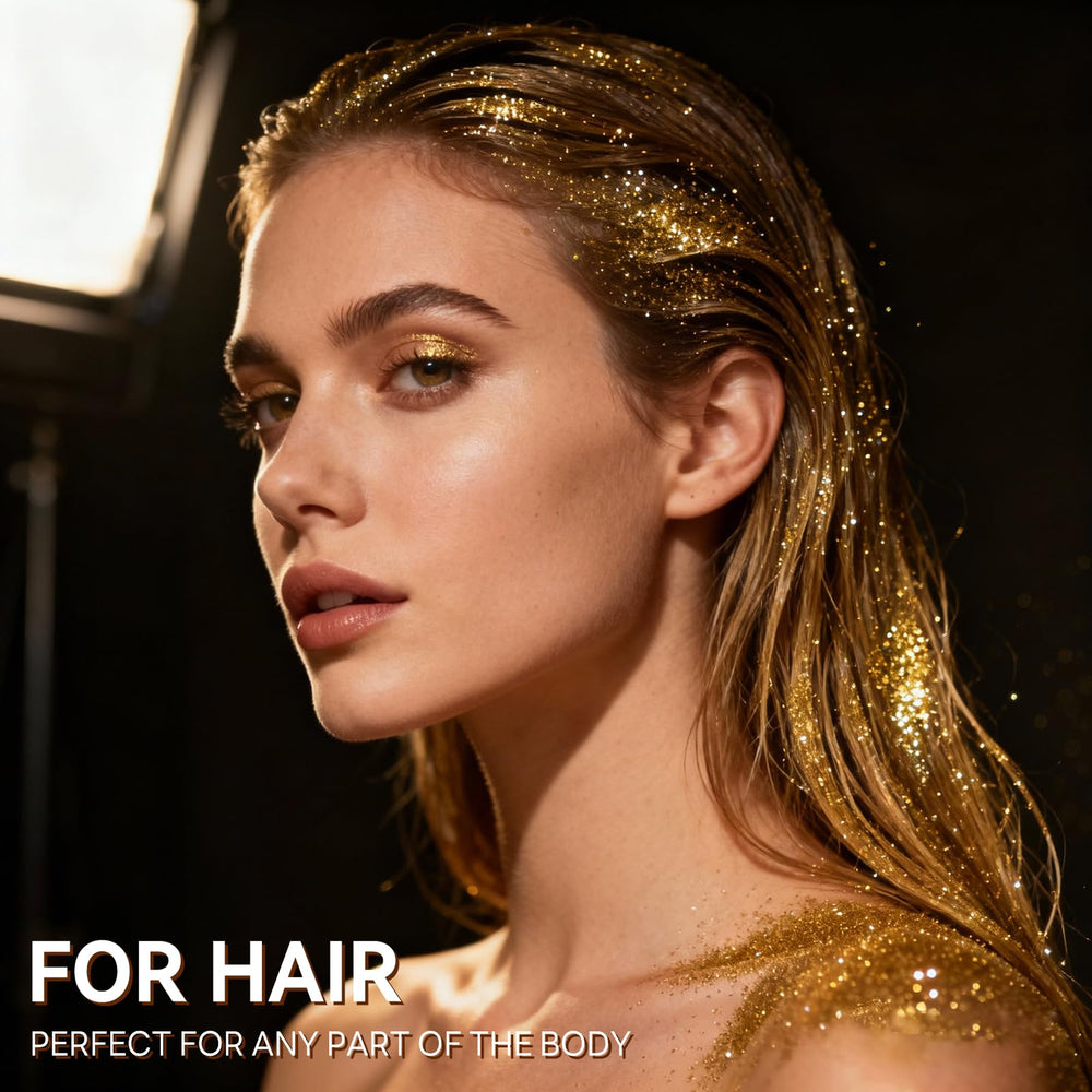 Lezero facial highlight mist demonstrating subtle holographic glow on cheekbone