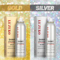 Lezero festival scene with model wearing glitter spray showcasing show-ready sparkle benefit