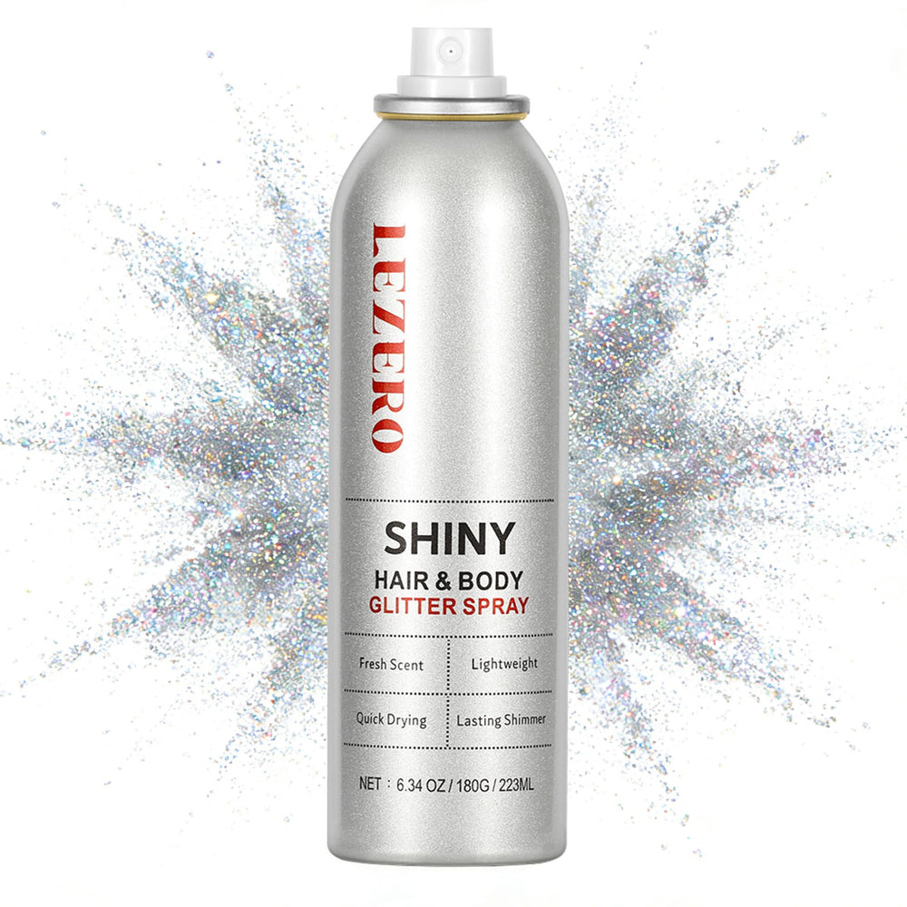 Lezero front packaging showing large 200ml can with rainbow silver finish and bold branding benefit sparkle