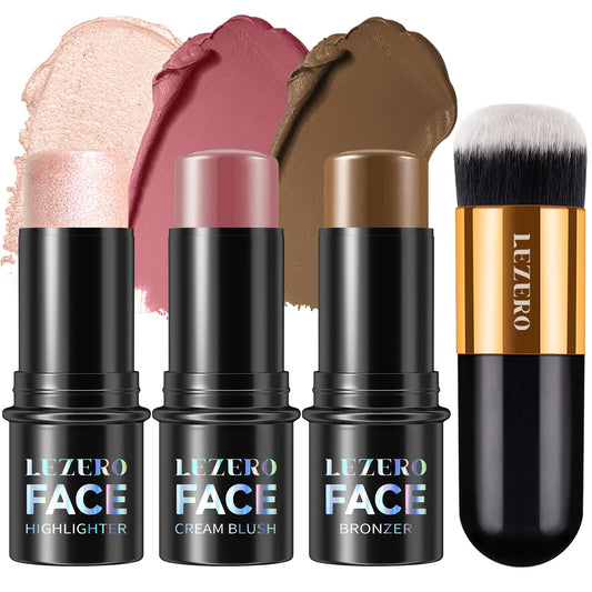 Lezero front view of three contour sticks showing trio convenience and shade harmony