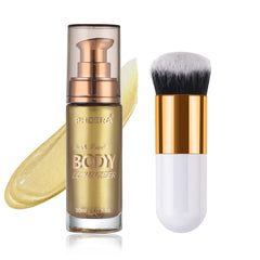 Lezero metallic gold bottle front view, shows product labeling and brush included