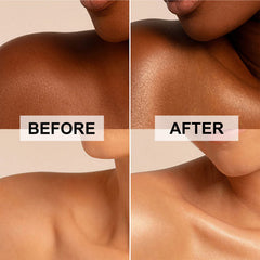 Lezero highlighted collarbone showing reflective sheen and sculpting effect benefit