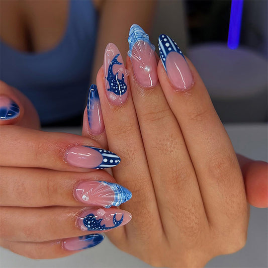LFAAYYF front packaging showing blue French tips and 3D ocean accents for instant style