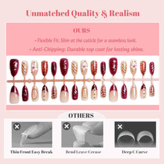 LFLSSTNM side profile of glossy full-cover almond nails showing durable thickness benefit