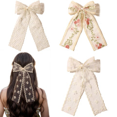 LFOUVRE beige lace bow front view showing elegant shape and instant polish
