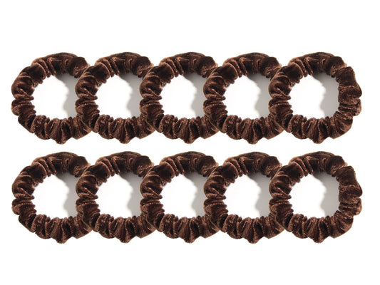 LFOUVRE coffee scrunchies pack front view showing ten ties and neat presentation