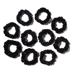 LFOUVRE scrunchie on model ponytail offering discreet style and comfortable wear
