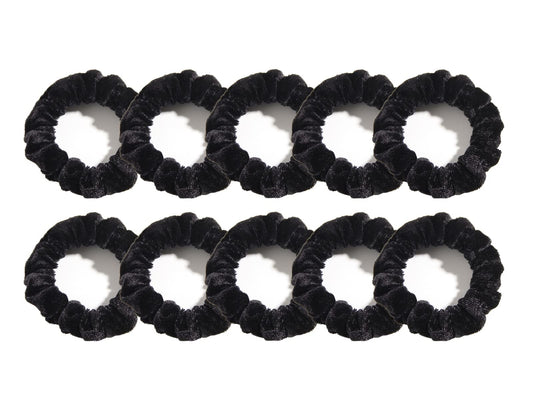LFOUVRE small velvet scrunchies front pack showing neat compact set and versatility