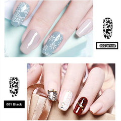 LiBiuty black and white gels on stamped plate showing clear engraved pickup