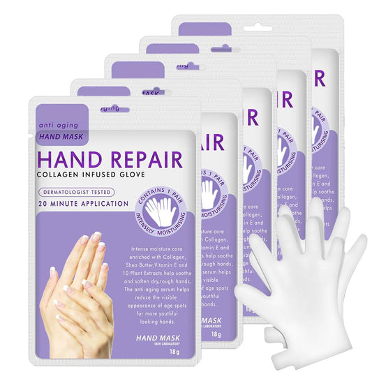 Liefiet front packaging showing five moisturizing hand masks and benefits