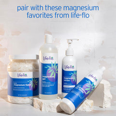 LIFE-FLO lotion placed on bathroom counter suggesting daily routine benefits